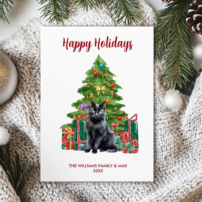 Cartes Pour Fêtes Annuelles Noël de la famille des chats noirs (Créateur téléchargé)