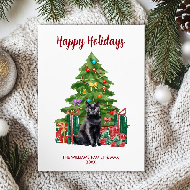 Cartes Pour Fêtes Annuelles Noël de la famille des chats noirs (Créateur téléchargé)
