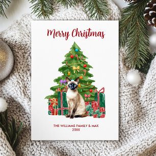 Cartes Pour Fêtes Annuelles Noël de la famille des chats siamois