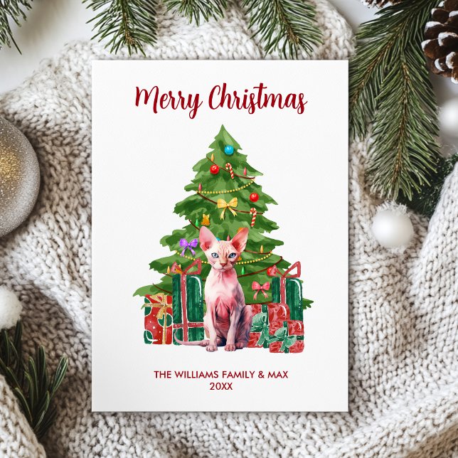 Cartes Pour Fêtes Annuelles Noël de la famille des chats Sphynx (Créateur téléchargé)