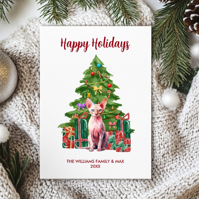 Cartes Pour Fêtes Annuelles Noël de la famille des chats Sphynx (Créateur téléchargé)
