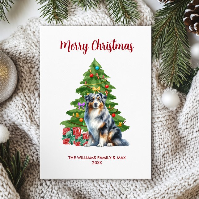 Cartes Pour Fêtes Annuelles Noël de la famille des chiens bergers australiens (Créateur téléchargé)
