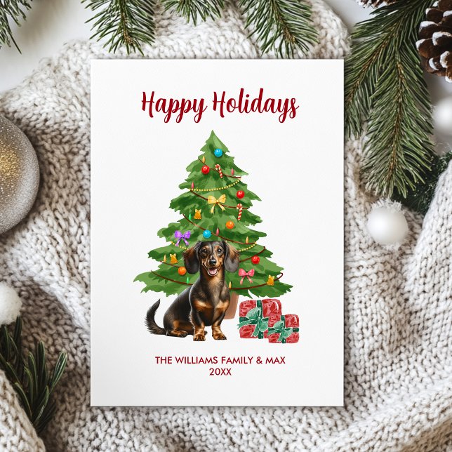 Cartes Pour Fêtes Annuelles Noël de la famille des chiens Dachshund (Créateur téléchargé)