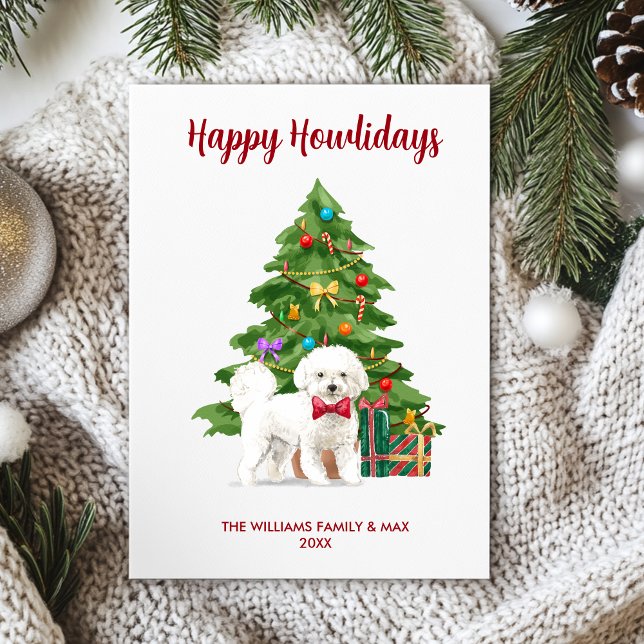 Cartes Pour Fêtes Annuelles Noël de la famille des chiens de Bichon (Créateur téléchargé)