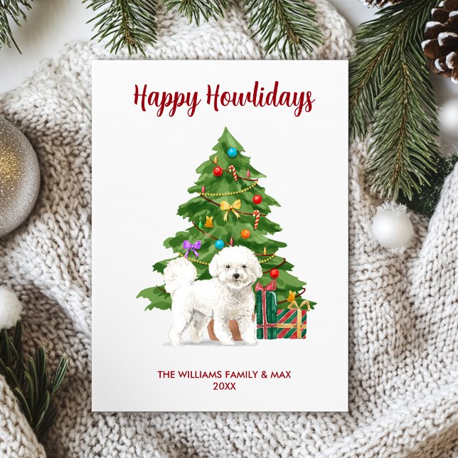 Cartes Pour Fêtes Annuelles Noël de la famille des chiens de Bichon Frise (Créateur téléchargé)