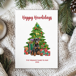 Cartes Pour Fêtes Annuelles Noël de la famille des chiens Dobermann
