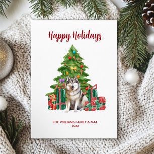 Cartes Pour Fêtes Annuelles Noël de la famille des chiens malamés