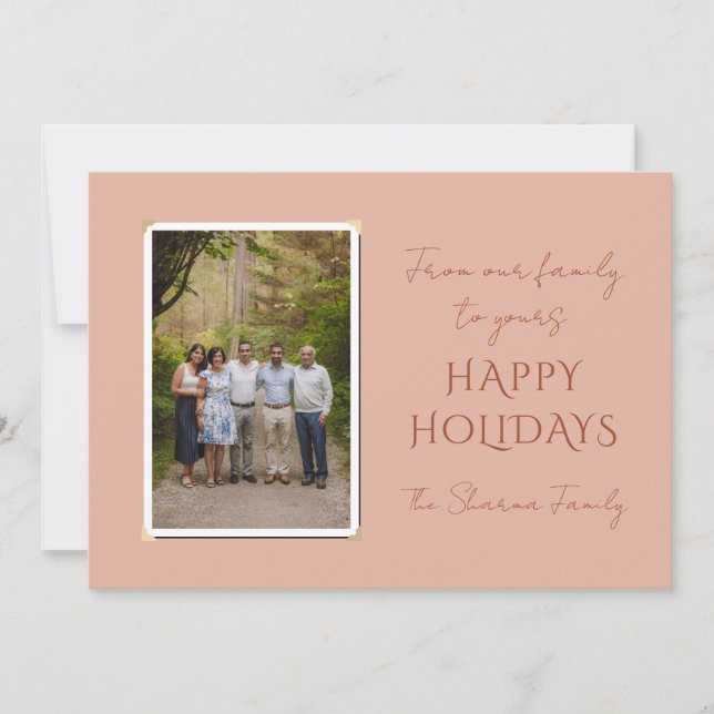 Cartes Pour Fêtes Annuelles Noël de la famille rose pâle (Devant)