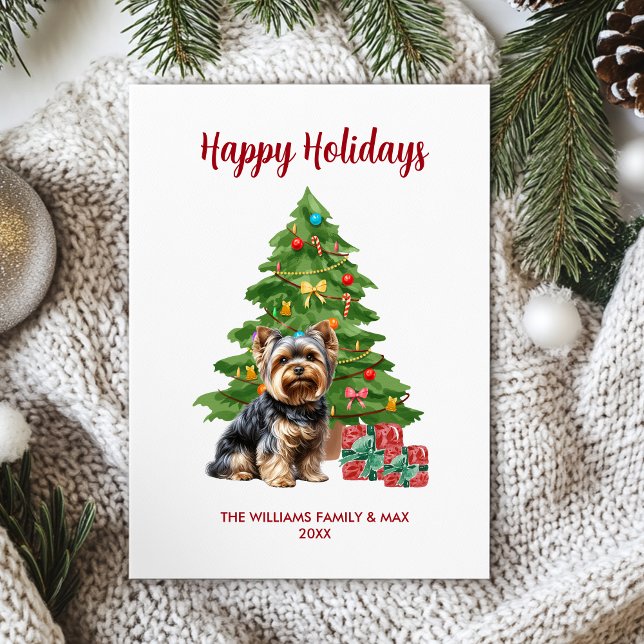 Cartes Pour Fêtes Annuelles Noël de la famille Yorkie Dog (Créateur téléchargé)