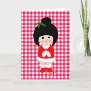 Cartes Pour Fêtes Annuelles Noël de la fille Kokeshi