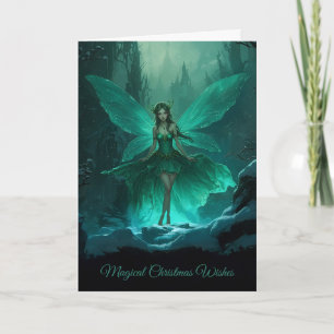 Cartes Pour Fêtes Annuelles Noël de la forêt d'hiver verte enchantée