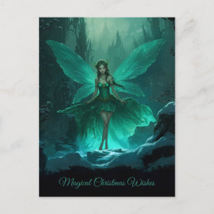 Cartes Pour Fêtes Annuelles Noël de la forêt d'hiver verte enchantée
