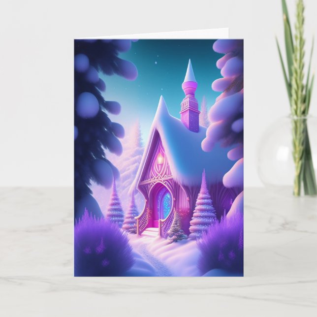 Cartes Pour Fêtes Annuelles Noël de la Maison Rose (Devant)