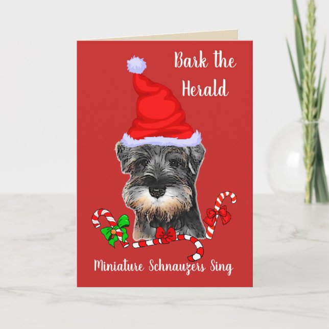 Cartes Pour Fêtes Annuelles Noël de la mignonne miniature Schnauzer (Devant)