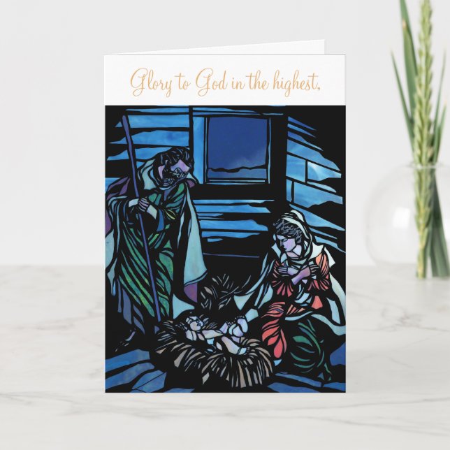Cartes Pour Fêtes Annuelles Noël de la Nativité en verre (Devant)