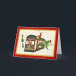 Cartes Pour Fêtes Annuelles Noël de la Nouvelle-Orléans d'alligator de voiture<br><div class="desc">Envoyez à vos souhaits complètement de joie cette saison des vacances avec les cartes de ce Noël orientées mignonnes de la Nouvelle-Orléans comportant le jabot \ poissons bariolés et un alligator de Père Noël montant une voiture de rue sur un arrière - plan des icônes discrètes de Fleur de Lis...</div>