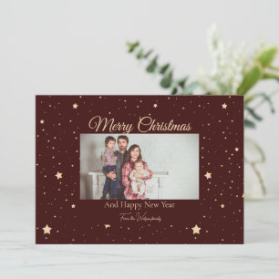 Cartes Pour Fêtes Annuelles Noël de la nuit rouge et or étoilée