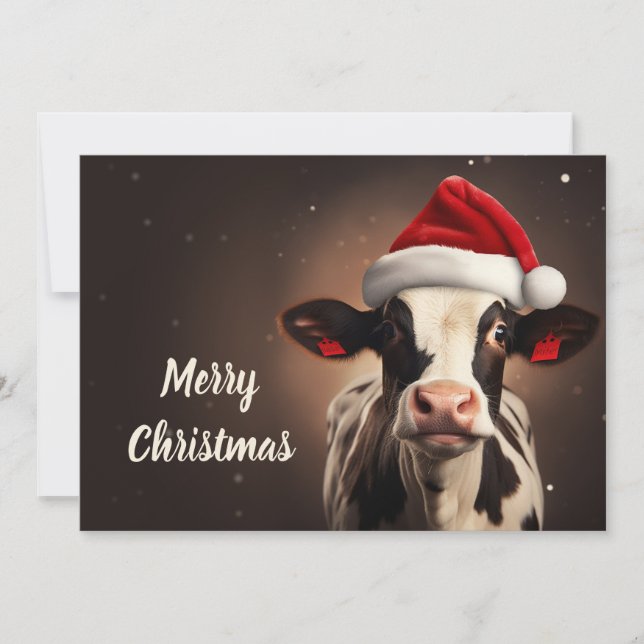 Cartes Pour Fêtes Annuelles Noël de la vache du Père Noël (Devant)