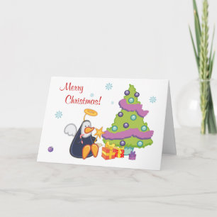 Cartes Pour Fêtes Annuelles Noël de l'Ange Penguin