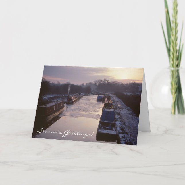 Cartes Pour Fêtes Annuelles Noël de lever de soleil de canal d'hiver (Devant)