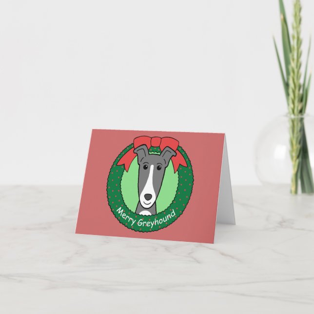 Cartes Pour Fêtes Annuelles Noël de lévrier (Devant)