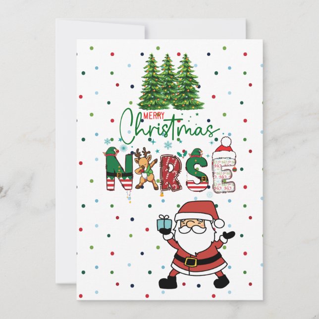 Cartes Pour Fêtes Annuelles Noël de l'infirmière avec le Père Noël (Devant)