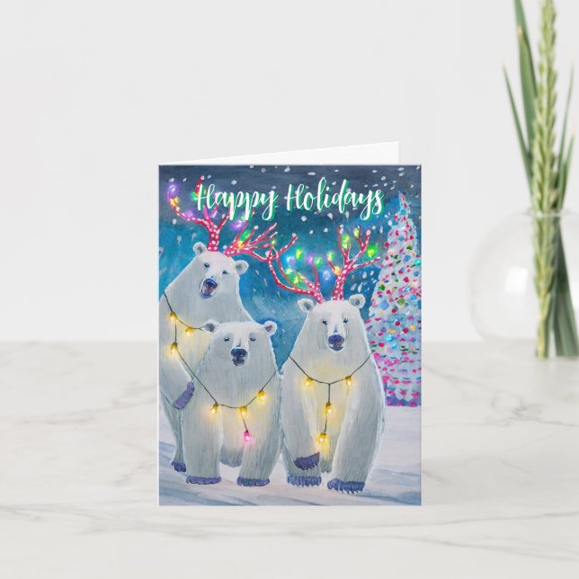 Cartes Pour Fêtes Annuelles Noël de l'ours trois (Devant)