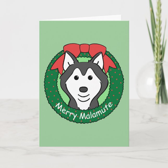 Cartes Pour Fêtes Annuelles Noël de Malamute d'Alaska (Devant)