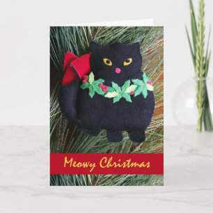 Cartes Pour Fêtes Annuelles Noël de Meowy, Ornement de feutre de chat noir