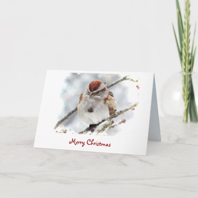 Cartes Pour Fêtes Annuelles Noël de moineau d'arbre (Devant)