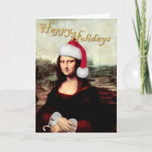 Cartes Pour Fêtes Annuelles Noël de Mona Lisa Santa Hat