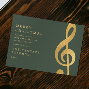 Cartes Pour Fêtes Annuelles Noël de musique de clé de sol or élégant