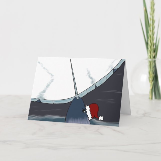 Cartes Pour Fêtes Annuelles Noël de Narwhal au Pôle Nord (Devant)
