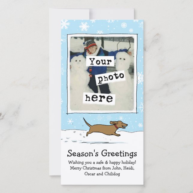 Cartes Pour Fêtes Annuelles Noël de neige de chien de Wiener | Dachshund Votre (Devant)