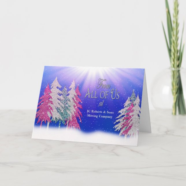 Cartes Pour Fêtes Annuelles Noël - De Nous Tous - Glitzy Trees Business (Devant)