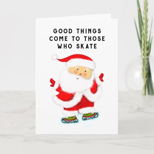 Cartes Pour Fêtes Annuelles Noël de patinage de glace (Devant)