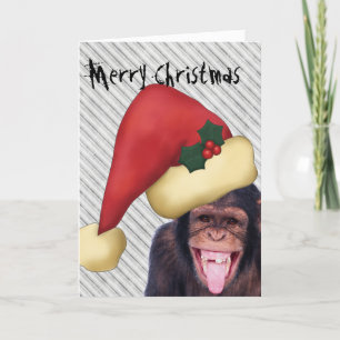 Cartes Pour Fêtes Annuelles Noël de Père Noël de singe