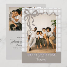 Noël de photo personnalisée élégant nœud et carrea