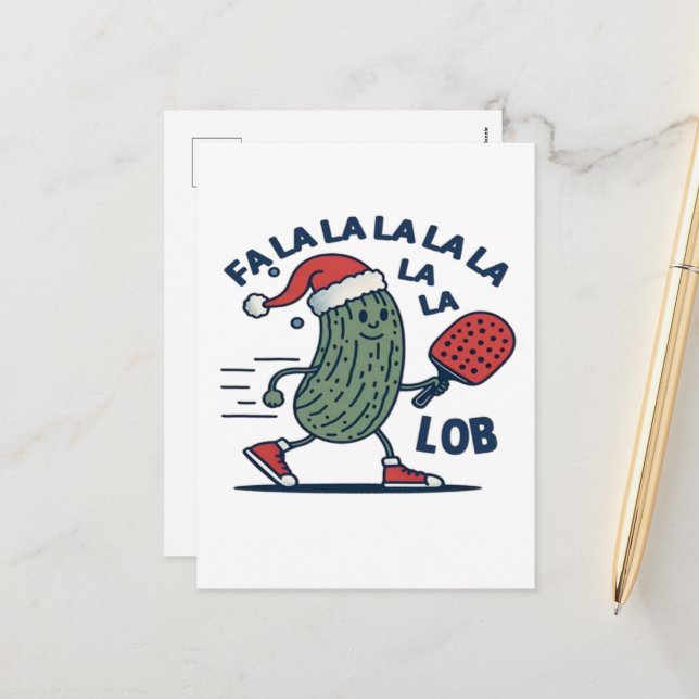 Cartes Pour Fêtes Annuelles Noël de Pickball (Devant/Arrière en situation)