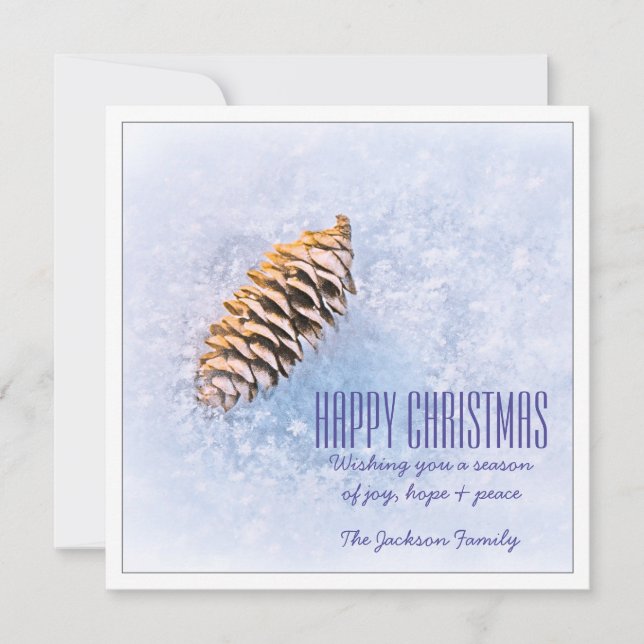 Cartes Pour Fêtes Annuelles Noël de Pinecone de Neige (Devant)