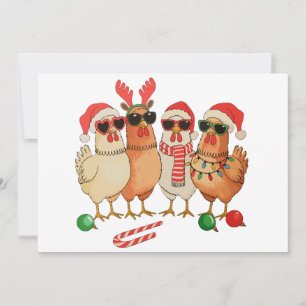 Cartes Pour Fêtes Annuelles Noël de poulet Noël Santa Hat Farm Famille Noël