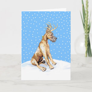 Cartes Pour Fêtes Annuelles Noël de renne de great dane Brindle