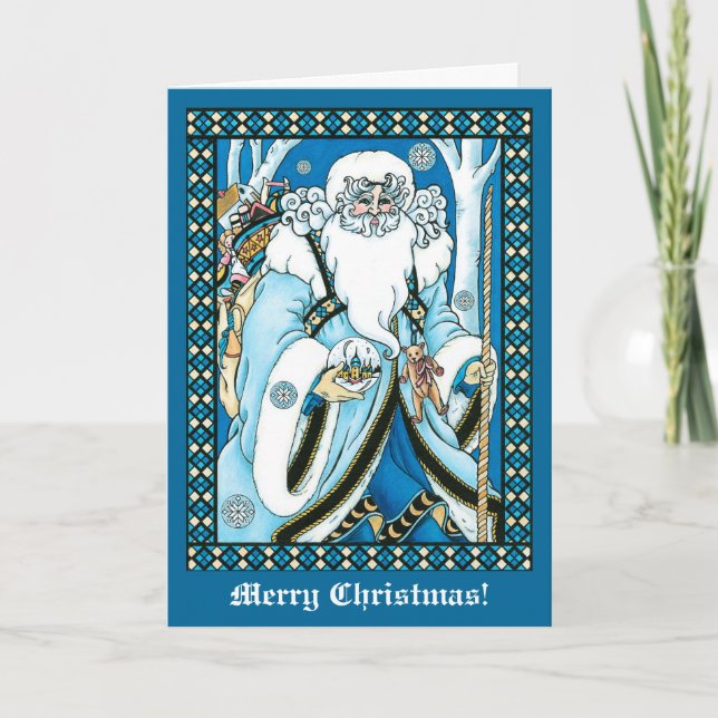Cartes Pour Fêtes Annuelles Noël de Saint Nicolas Bleu Victorien (Devant)