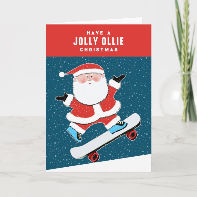Cartes Pour Fêtes Annuelles Noël de skateboard drôle (Devant)