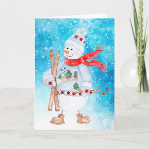 Cartes De Vœux Skieur Neige Zazzle Fr