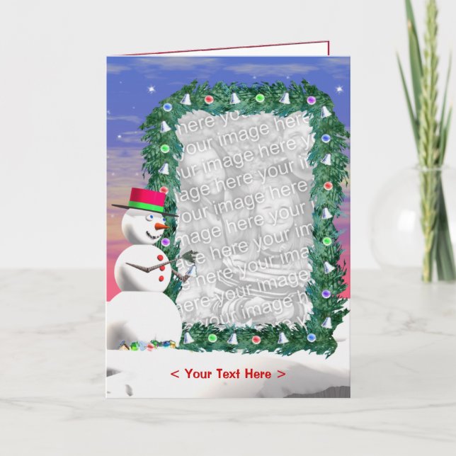 Cartes Pour Fêtes Annuelles Noël de Snowman (cadre photo) (grand) (Devant)