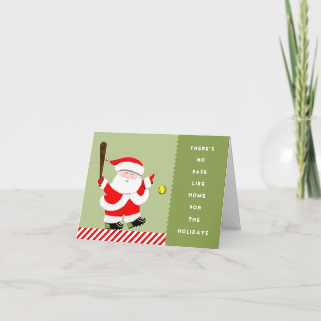 Cartes Pour Fêtes Annuelles Noël de softball (Devant)