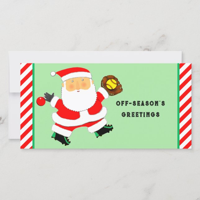 Cartes Pour Fêtes Annuelles Noël de softball (Devant)
