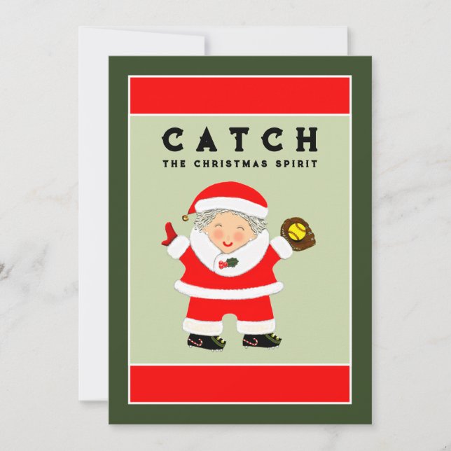 Cartes Pour Fêtes Annuelles Noël de softball (Devant)