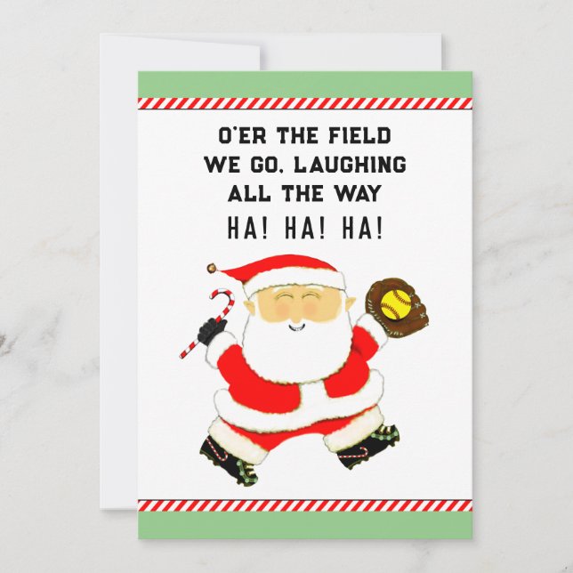 Cartes Pour Fêtes Annuelles Noël de softball (Devant)